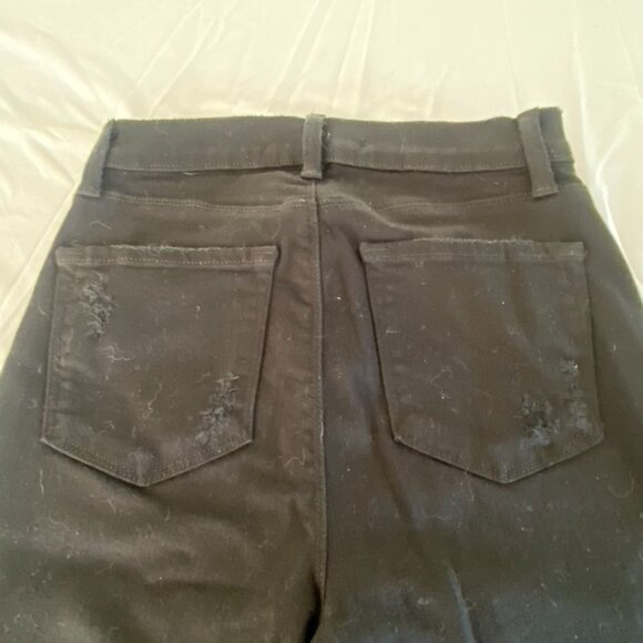 J Brand Maria Flare Leg 5-pocket Style Distressed Dark Black Stretch Denim Jeans - Picture 1 of 8